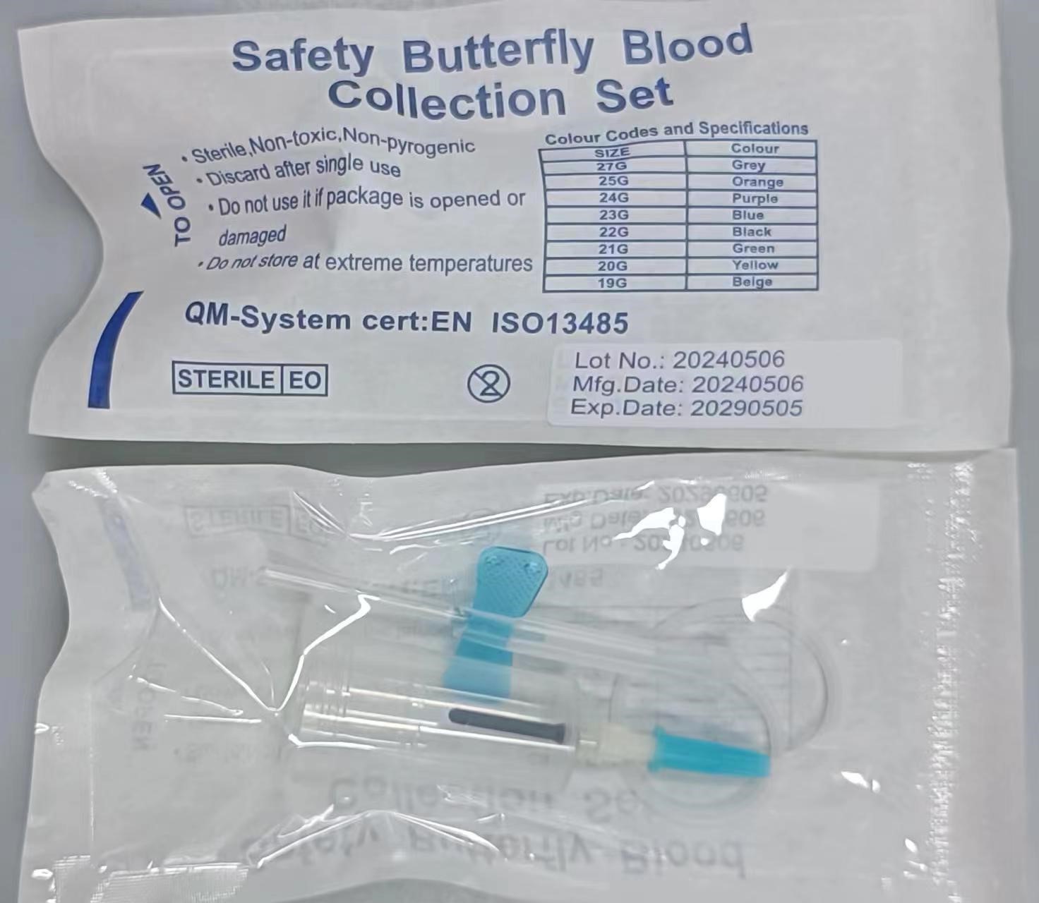 Safety winged butterfly blood collection set with 23G
